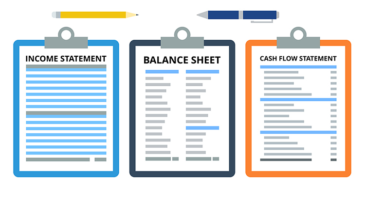 income, balance and cash flow statements